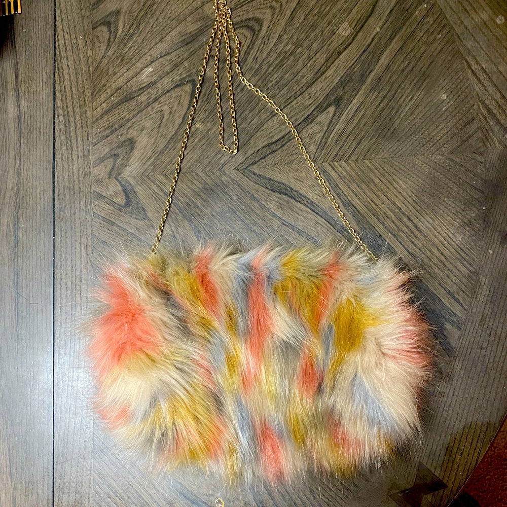 Fur multicolor clutch